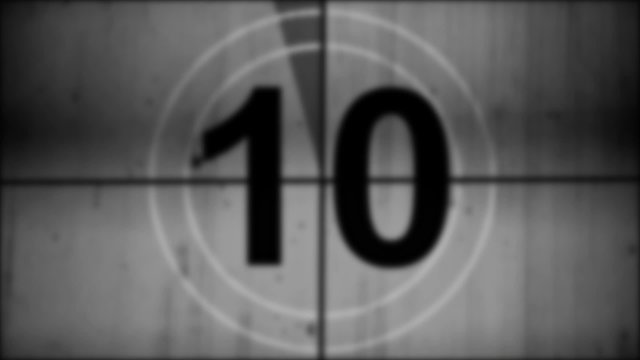 Universal film leader with sound. Counting down from 10 to 0.