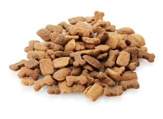 dry dog food isolated on white