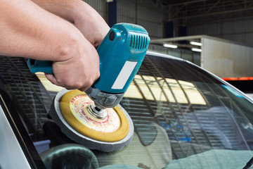 power buffer machine at service station - a series of CAR CARE