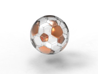 gold ang glass ball on a white background