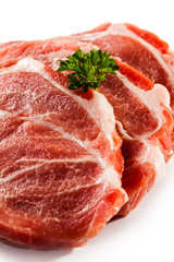 Fresh raw pork on white background