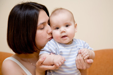 picture of happy mother with baby