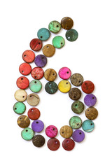 Number 6 from colorful beads