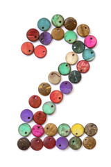Number 2 from colorful beads