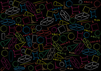 vector background with geometric figures on blackboard