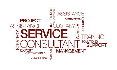 Obraz premium Service consultant management training tag cloud illustration