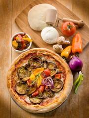 vegetarian pizza with ingredients