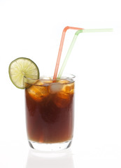 Cuba Libre Cocktail isolated on white background