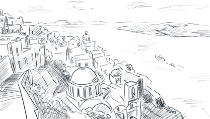 Naklejka premium illustration the greek town