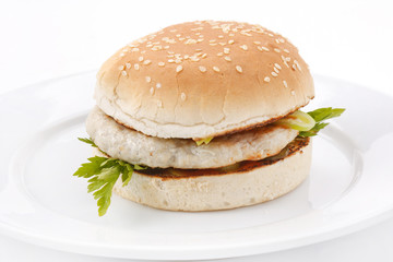 hamburger on the plate