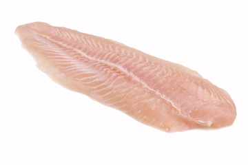 Fillet of Fish Pangasius. Isolated on white background.