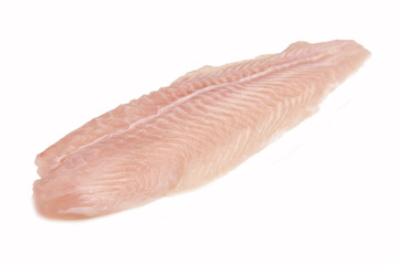 Fillet of Fish Pangasius. Isolated on white background.