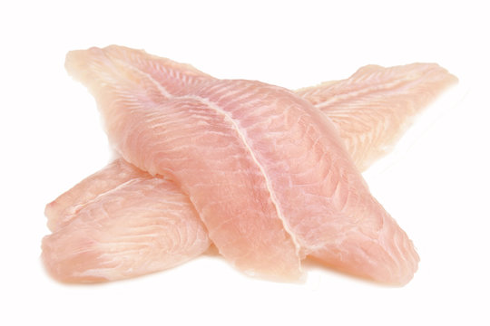 Fillet of Fish Pangasius. Isolated on white background.