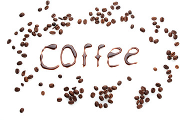 Inscription coffee isolated on white
