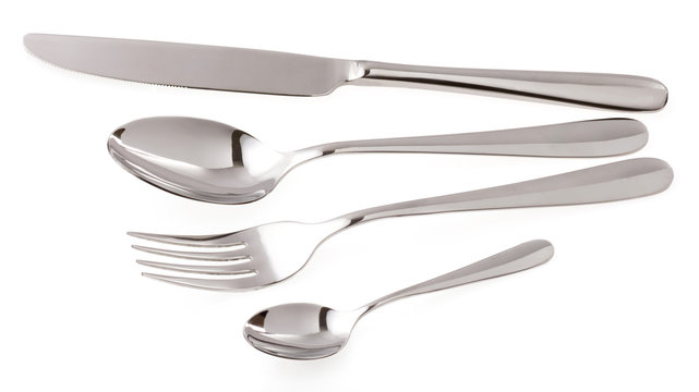 silver fork, knife and spoon as utensils