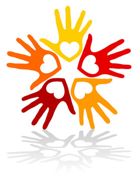 United circle of loving hands vector.