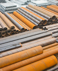 Steel pipe in warehouse