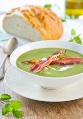 Pea, Mint and Celery soup