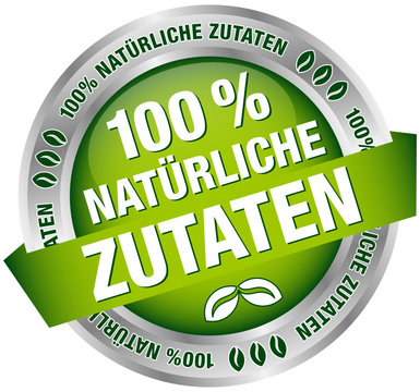 Button Banner "100 % natürliche Zutaten" grün/silber