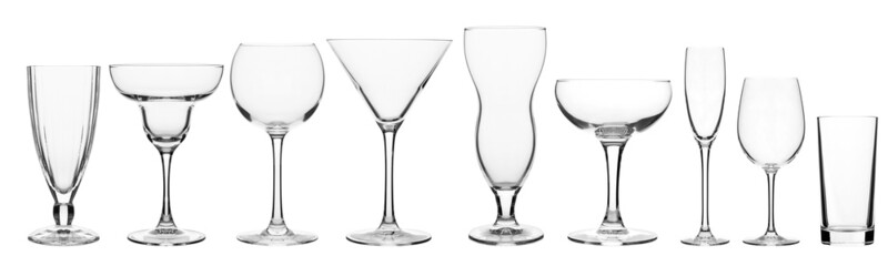 glassware for bar drinks