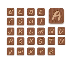 Wooden Alphabet Icon Set