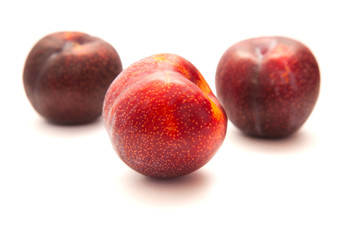large red plum isolated on white background