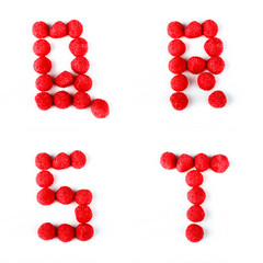 BUCHSTABEN aus Fruchtgummi