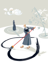 Zen Monk Drawing A Heart