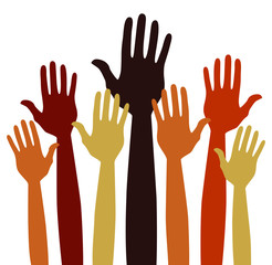 Fototapeta premium Hands volunteering or voting vector.