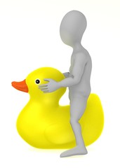 3d render of cartoon character with bath toy