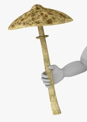 3d render of cartoon character with mushroom