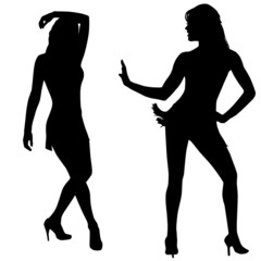 Silhouettes of dancing women