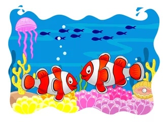 Cercles muraux Sous-marin Caricature de poisson clown