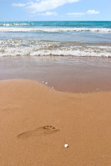 Fototapeta na wymiar Fußabdruck am Strand