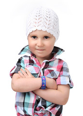 little girl on a white background