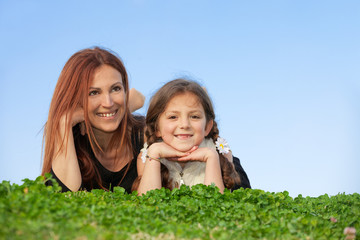 smiling mother and child , happy family