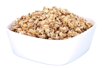 Muesli in a bowl isolated on white background