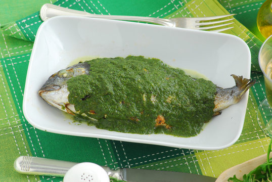 Orata alla salsa di rucola Gilthead in rucola sauce