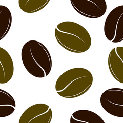 Black and green coffee beans. Seamless texture