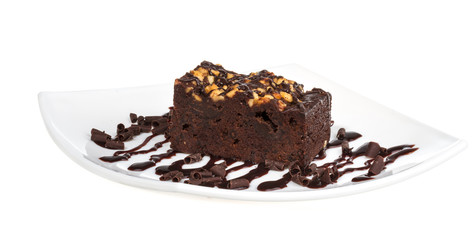 cake truffle with black chocolate sauce