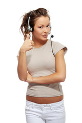 Call center woman with headset.