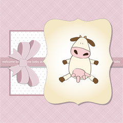 funny baby girl shower card with cow