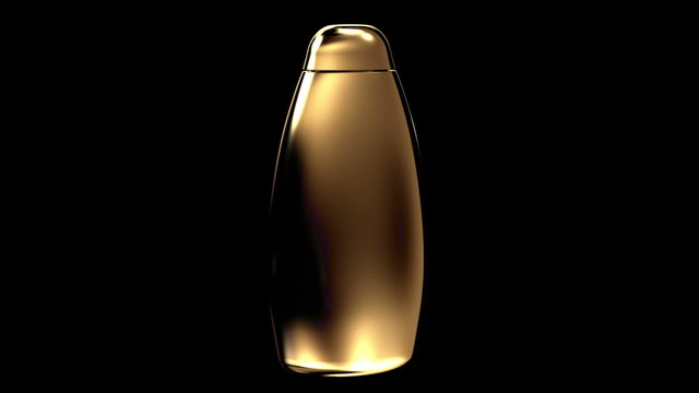 Gold bottle of shampoo