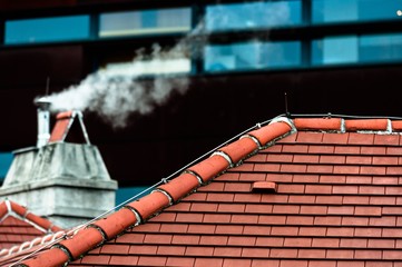 Small chimney with smoke