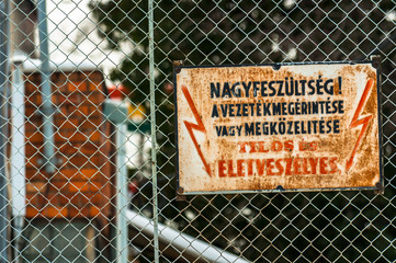 Danger high voltage. "Keep away"