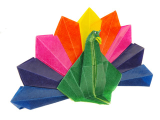 Paon coloré origami