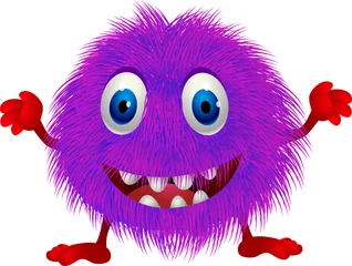Crédence de cuisine en verre imprimé Créatures Caricature de monstre violet poilu