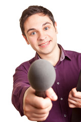 Reporter mit Mikrofon