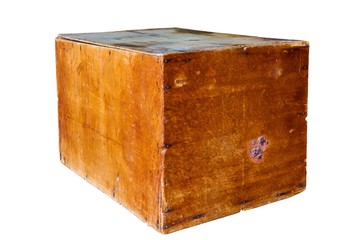 wooden box on a white background
