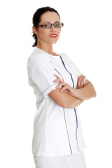 Young medical doctor woman , isolated on white background 